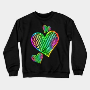 Heart Love Neon Rainbow Colors Crewneck Sweatshirt